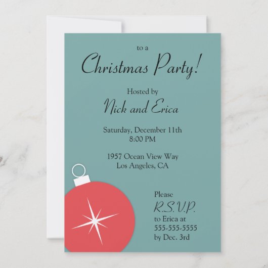 Retro-kerstfeestuitnodiging Kaart (Achterkant)