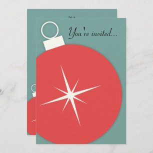 Retro-kerstfeestuitnodiging Kaart