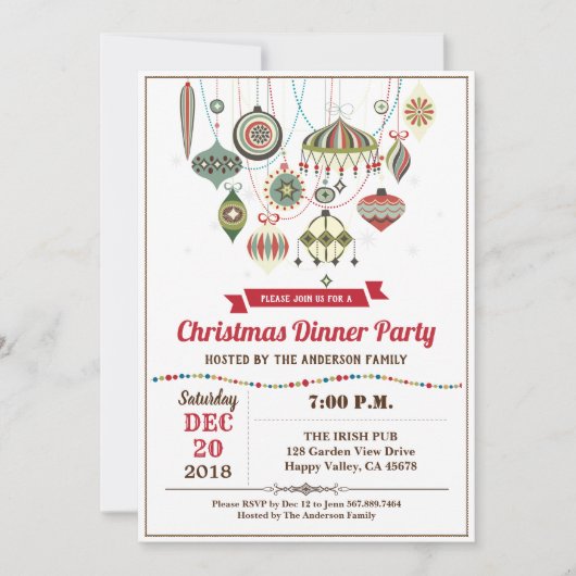 Retro kerstfeestversiering  versie Inv Kaart (Voorkant)