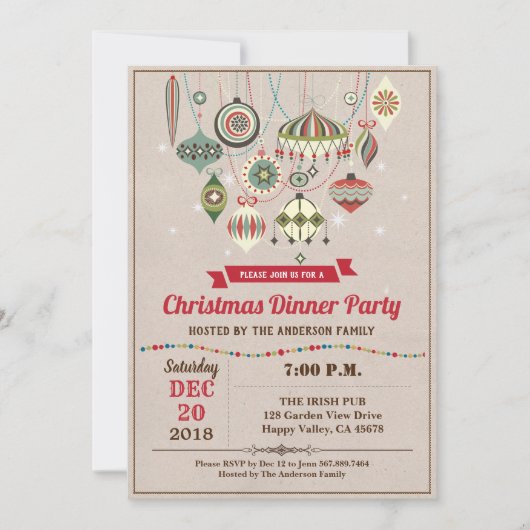 Retro kerstfeestversiering vintage kaart (Voorkant)