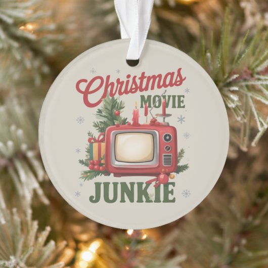 Retro Kerstfilm Junkie Family Party Kerstmis Ornament (Boom)