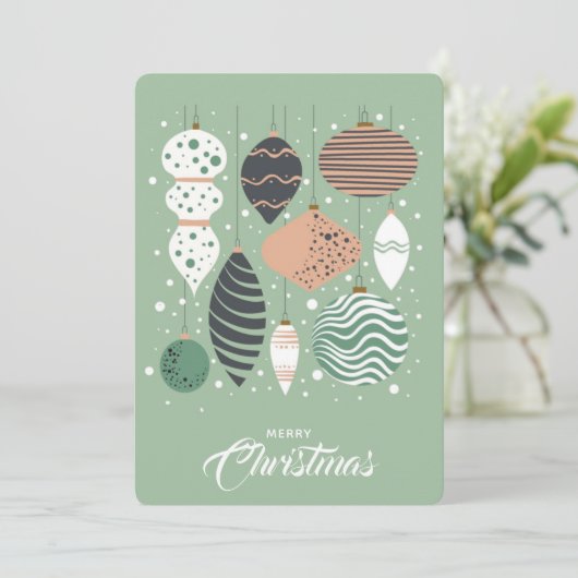 Retro kerstflat feestdagenkaart (Staand voorkant)