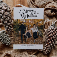 Retro Kerstfotofeestdag Kaart