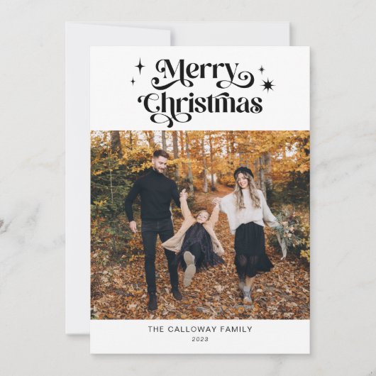 Retro Kerstfotofeestdag Kaart (Voorkant)