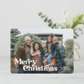 Retro  kerstfotokaart feestdagenkaart (Staand voorkant)