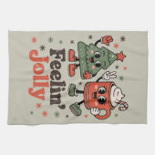 Retro Kerstgevoel Joekel Oud Kerstfeest Theedoek (Horizontaal)
