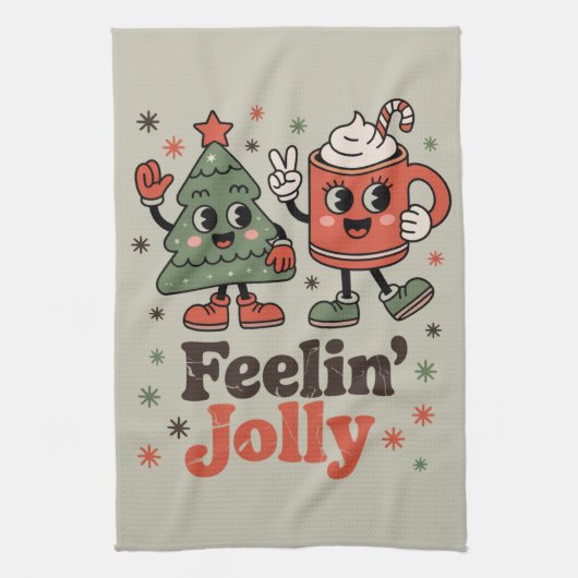 Retro Kerstgevoel Joekel Oud Kerstfeest Theedoek (Verticaal)
