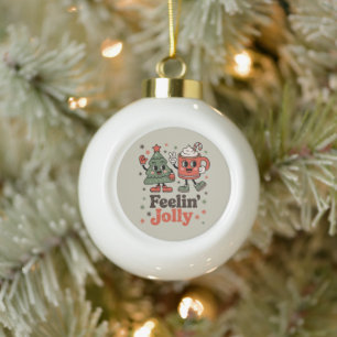Retro Kerstgevoel Joekel Ouderwetse Feestdagen  Keramische Bal Ornament