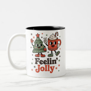 Retro Kerstgevoel Joekel Ouderwetse Feestdagen  Tweekleurige Koffiemok