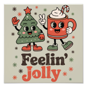 Retro Kerstgevoel Jolly Vintage Vakantie  Foto Afdruk