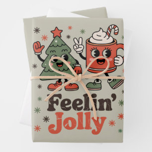 Retro Kerstgevoel Jolly Vintage Vakantie  Inpakpapier Vel