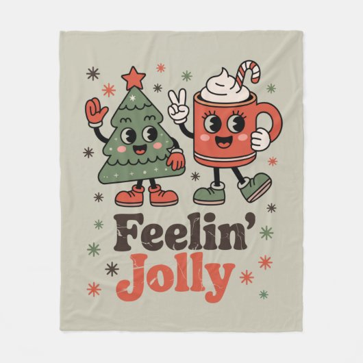 Retro kerstgevoel vrolijk vakantie fleece deken (Voorkant)