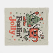 Retro kerstgevoel vrolijk  vakantie fleece deken (Voorkant (Horizontaal))
