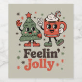 Retro kerstgevoel vrolijk  vakantie wijn etiket (Enkel label)