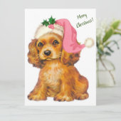  Retro-kerstgouden rector Puppy Feestdagenkaart (Staand voorkant)