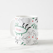 Retro KerstGreenery Cute Personalized Winter Koffiemok (Voorkant links)
