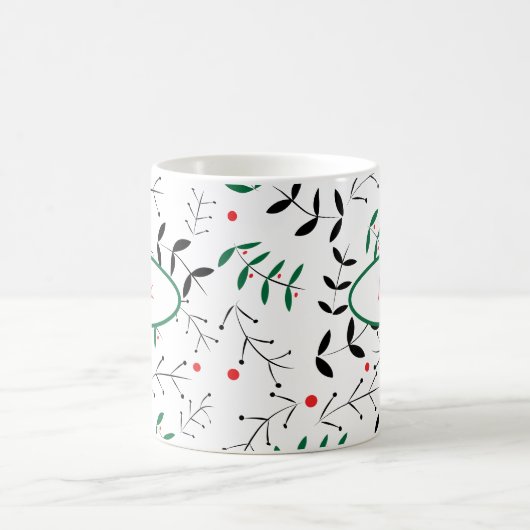 Retro KerstGreenery Cute Personalized Winter Koffiemok (Center)