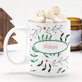 Retro KerstGreenery Cute Personalized Winter Koffiemok