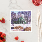 Retro KerstGreenery Winter Home Road Servet (Insitu)