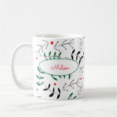 Retro Kerstgroen Schattigee gepersonaliseerde vaka Koffiemok (Links)