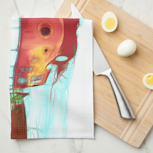 Retro-kerstgroene rode feestdag Theedoek (Quarter Fold)