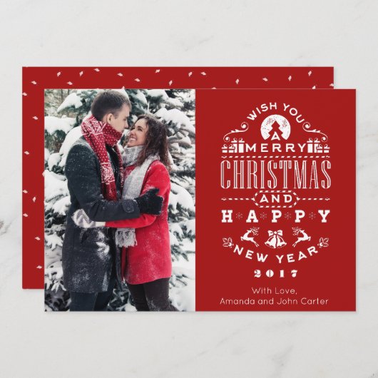  RETRO Kerstgroeten Verticale foto Feestdagenkaart (Voorkant / Achterkant)