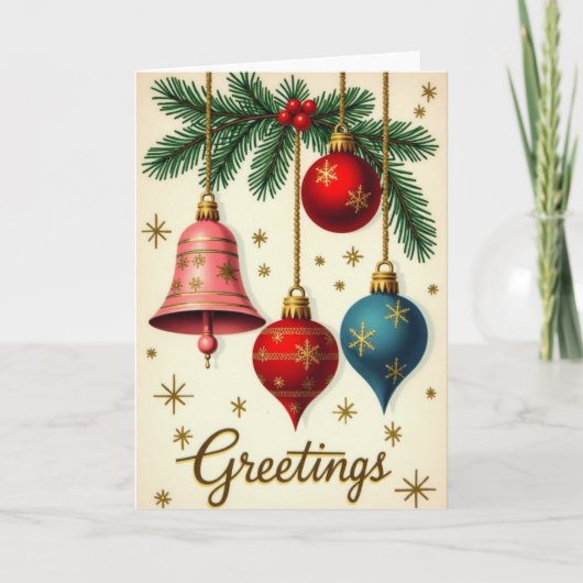 Retro kerstgroetenkaart kaart (Voorkant)