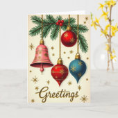 Retro kerstgroetenkaart kaart (Gele Bloem)