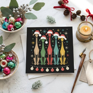 Retro Kersthonden Sinterklaashoofddeksels Mid Cent Feestdagenkaart