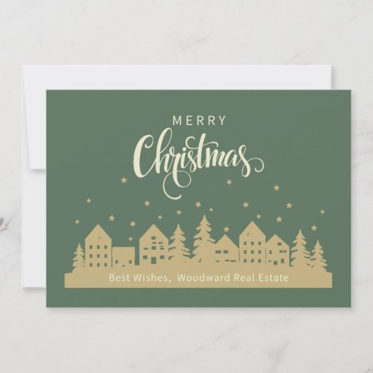 Retro Kersthuis | Aangepaste klant voor onroerend Bedankkaart (Voorkant)