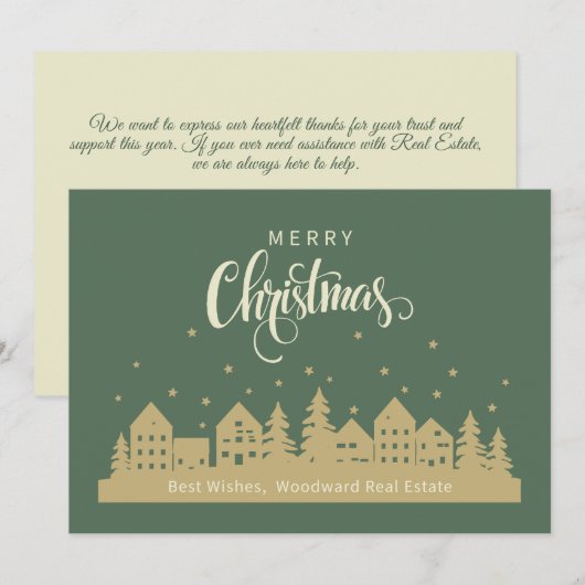 Retro Kersthuis | Aangepaste klant voor onroerend  Bedankkaart (Voorkant / Achterkant)
