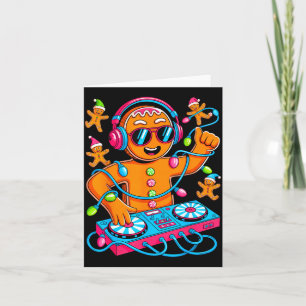 Retro Kersthuis Muziek Gemberkoek Dj Techno Kaart