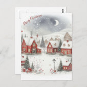 Retro Kersthuizen in Sneeuw Briefkaart (Voorkant / Achterkant)