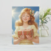 Retro kerstillustratie feestdagenkaart (Staand voorkant)