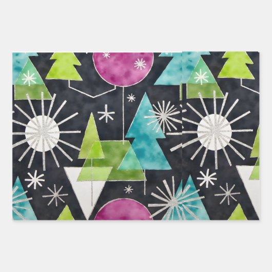  retro kerstinpakpapier inpakpapier vel (Voorkant 3)