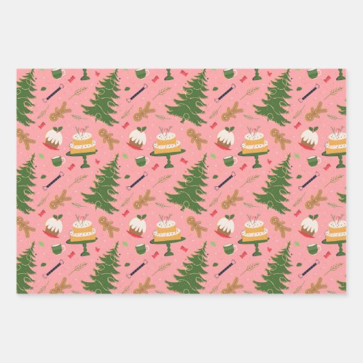 retro kerstinpakpapier inpakpapier vel (Voorkant)