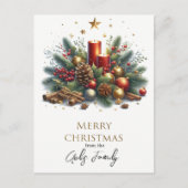 Retro Kerstkaarsen en Gouden Kerst  Briefkaart (Voorkant)