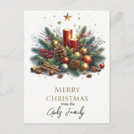 Retro Kerstkaarsen en Gouden Vakantie  Briefkaart