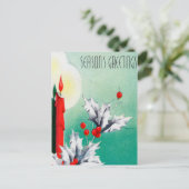 retro kerstkaarsen Vakantie briefkaart (Staand voorkant)