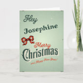 Retro kerstkaart Bewerkbare naam op de voorkant Feestdagen Kaart (Voorkant)