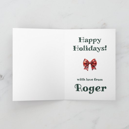 Retro kerstkaart Bewerkbare naam op de voorkant Feestdagen Kaart (Binnen)