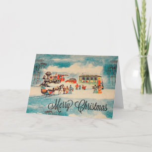 Retro-kerstkaart Feestdagen Kaart