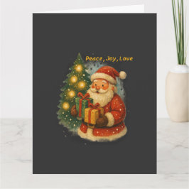 “Retro kerstkaart – Kerstman met cadeaus” Kaart
