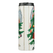 Retro kerstkaart, kind en kerstboom thermosbeker (Achterkant)