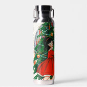 Retro kerstkaart, kind en kerstboom waterfles (Voorkant)