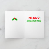 Retro Kerstkaart met 8 bits Feestdagen Kaart (Binnen)