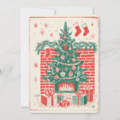 Retro kerstkaart met waterverf (Voorkant)