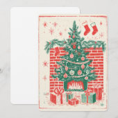 Retro kerstkaart met waterverf (Voorkant / Achterkant)
