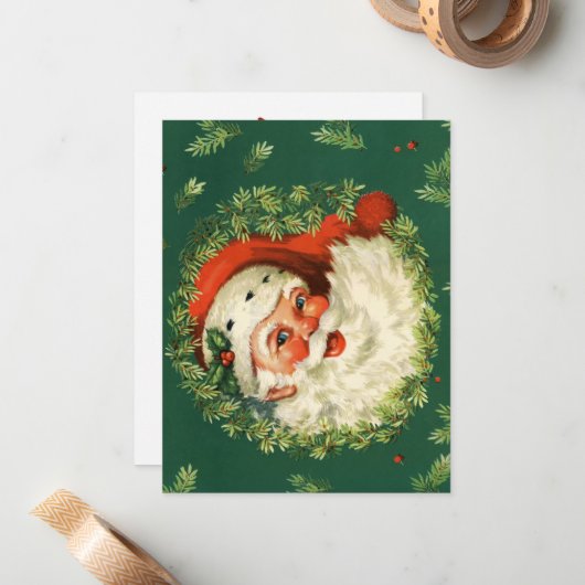 Retro kerstkaart notitiekaartje (Voorkant / Achterkant in situ)