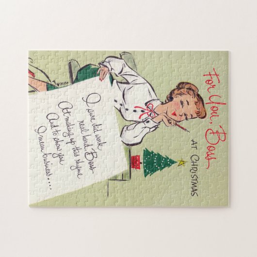  retro kerstkaart puzzel legpuzzel (Horizontaal)